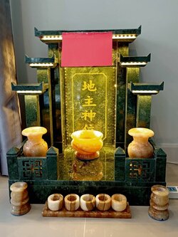 ศาลเจ้าที่หินอ่อนเขียวอิตาลีทรงโมเดิร์น ขนาด24นิ้ว 4เสา 5หลังคา