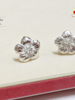 ต่างหูเงินแท้ ต่างหูดอกไม้เกลี้ยง