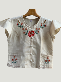 เสื้อแขนกุด แขนระบายโดดเด่น กระเป๋าเล็กๆเก๋ไก๋ งานปักมือดอกกุหลาบ งานเรียบง่ายแอบเปรี้ยว เนื้อบางเบายังไงก็ไม่ร้อนมี 3สี