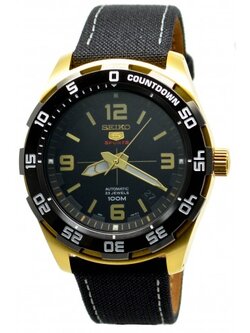 NEW MEN'S SEIKO 5 SPORTS BLACK DIAL CANVAS AUTOMATIC SRPB86J1 (MADE IN JAPAN)