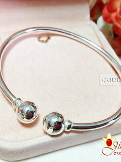 กำไลข้อมือเงินแท้ หัวกลม ความหนา 2.0 มิล