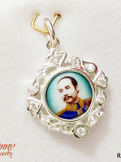 จี้เงินแท้ ร.5 ตัวเรือนทำด้วยเงินแท้ ประดับเพชร cz