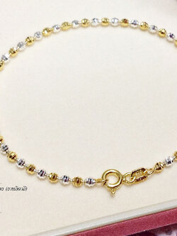 สร้อยข้อมือเงินแท้ 2 กษัตริย์ ลายบอลตัดลาย ตัวเรือนเงินแท้ (งานอิตาลี)