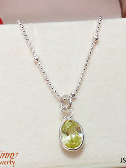 จี้เงินแท้ 92.5% รูปทรงรี ทรงหยดน้ำ พลอยสีเหลืองอ่อน (ราคาเฉพาะจี้ ไม่รวมสร้อย ราคาต่อ 1 ชิ้น)