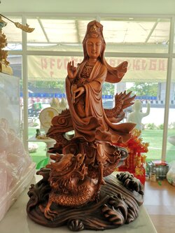 เจ้าแม่กวนอิมงานเรซิ่นลายไม้ ขนาด สูง50ซม