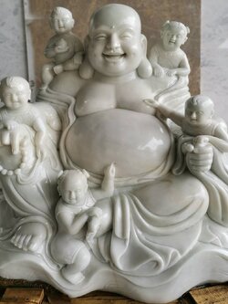 พระสังกัจจายน์แกะสลักหินอ่อนหยกขาว ขนาดสูง100ซม กว้าง89ซม ลึก 69 ซม