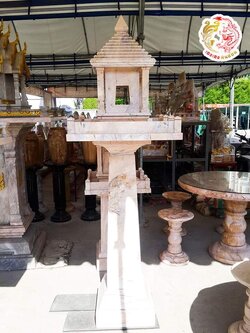 ศาลพระภูมิหินอ่อนทรงโมเดิ้นสีชมพู ขนาดฐานกว้าง 61 ซม ยาว 61 ซม