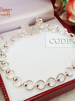 สร้อยข้อมือเงินแท้ ลายกลมคล้องบอล แบน 4.0 มิล