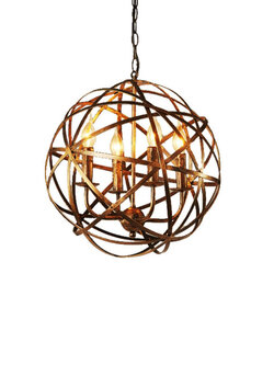 โคมไฟแขวนเพดานเหล็กดัด World Wide สไตล์วินเทจทรงกลม ไฟ 4 ดวง 42cm[XSAL905-4]