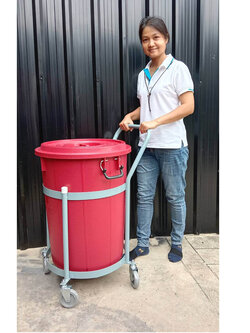 รถเข็นใส่่ถังขยะ 26 แกลลอน แบบเหล็ก เกรด บี