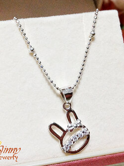 จี้เงินแท้ รูปหูกระต่ายประดับเพชร cz