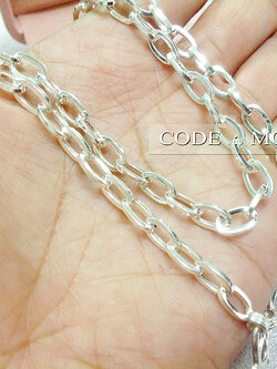 สร้อยเงินแท้ ลายโซ่แบนเหลียม แบน 4 มิล หนา 1.2 มิล