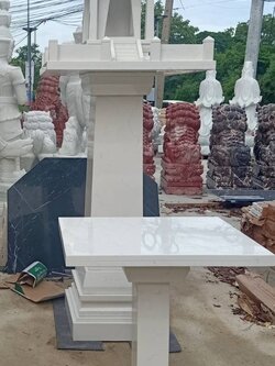 ศาลพระภูมหินอ่อนขาวทรงโมเดิร์น ขนาด 81*81 ซม