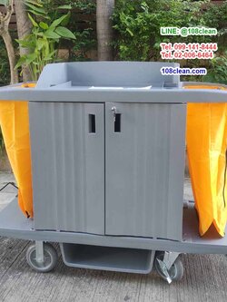 รถเข็นแม่บ้านแบบพลาสติกแบบมีประตูเปิด-ปิด