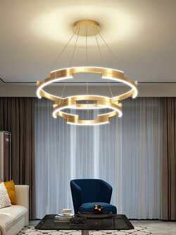 โคมไฟแขวนเพดาน chandeliers ทรงวงกลมสีทอง LED [YKL-160]