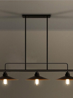 โคมไฟระย้าเหล็ก Industrial 3 หัว สีดำ [DD-017]