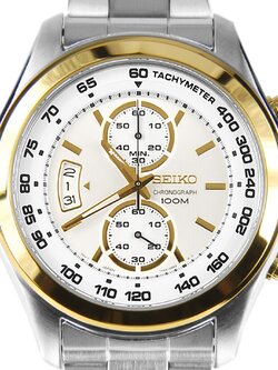นาฬิกาข้อมือ SEIKO Chronograph Men's สายสแตนเลสสตีล กันน้ำ 100 เมตร SNN256P1