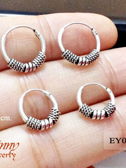 ต่างหูเงินแท้ 92.5% ต่างหูห่วงกลม แบบเกี่ยว งานรมดำ เหมาะสำหรับเด็ก หรือ ผู้ใหญ่ที่ชอบใส่ติดใบหู