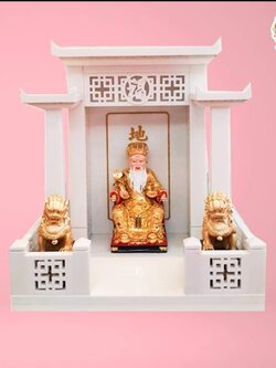 ศาลเจ้าที่หินอ่อนขาวทรงโมเดิร์น ขนาด16นิ้ว 2เสา3หลังคา