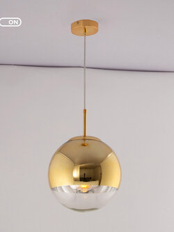 โคมไฟห้อยเพดานแก้วทรงกลม Bubble Glass 2สี สีทอง+สีแก้วใส [S5D5G33]