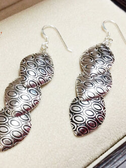 ต่างหูเงินแท้ 92.5% แบบเกี่ยว งานรมดำ Handmade