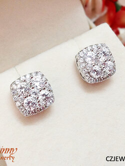 ต่างหูเงินแท้ ประดับเพชร cz งานจิวเวลรี่