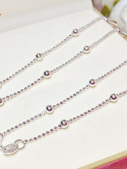 สร้อยเงินแท้ 92.5% ลายบอลตัดลายสลับหมุดใหญ่ (งานอิตาลี) ความหนา 1.0 มิล