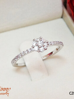 แหวนเงินแท้ รูปดอกไม้เกษรประดับเพชร cz