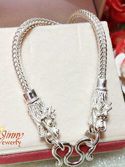 สร้อยคอเงินแท้ 92.5% ห้อยพระ 1 องค์ ลายสี่เสา หัวมังกร (สร้อยงานไทย) ความหนา 2.5 มิล