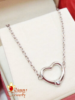 สร้อยเงินแท้ พร้อมจี้หัวใจประดับเพชร cz สร้อยหนา 1.2 มิล