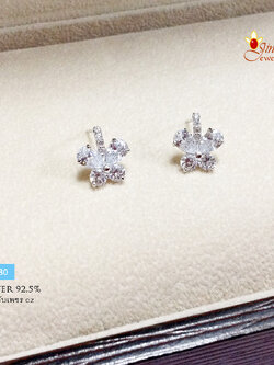 ต่างหูเงินแท้ ต่างหูประดับเพชร cz