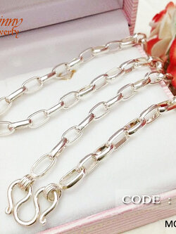 สร้อยเงินแท้ ลายโซ่รูปไข่ (งานไทย)