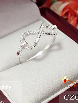แหวนเงินแท้ 92.5% Infinity ประดับเพชร cz