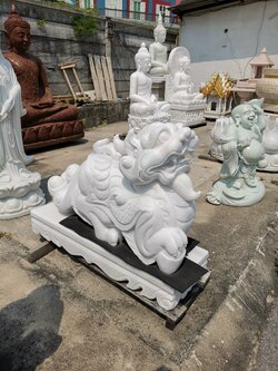 ปีเซียะหินอ่อนหยกขาว ขนาด ยาว 110 ซม