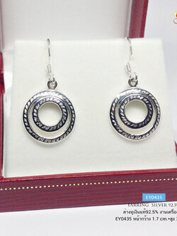 ต่างหูเงินแท้ 92.5% ต่างหูแบบเกี่ยว ระย้า งานเครื่องถมจากช่างเมืองนคร งานสวย ละเอียด (เรือนเงินแท้)