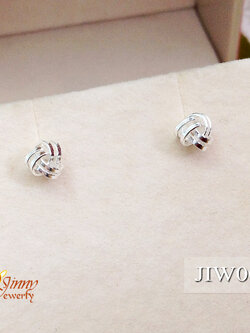 ต่างหูเงินแท้ 92.5% ต่างหูจิ๋ว รูปตระกร้อ แบบแผ่นเรียบ