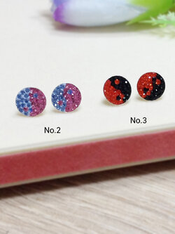 ต่างหูเงินแท้ 92.5% ต่างหูหยินหยาง ประดับพลอยสี (ตัวเรือนเงินแท้)