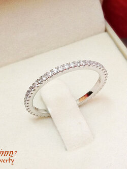 แหวนเงินแท้ ประดับเพชร cz รอบวง 1.2 มิล