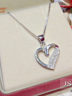 จี้เงินแท้ ประดับเพชร cz รูปหัวใจ