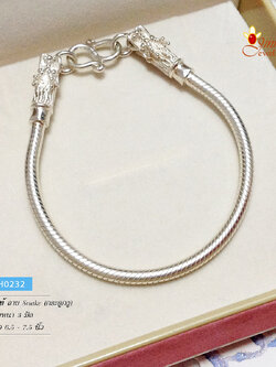 สร้อยข้อมือเงินแท้ 92.5% ลาย snake หัวมังกร หนัก 3 สลึงตัน ชายหญิงใส่ได้ สร้อยงานไทย (รับประกันเงินแท้)