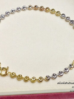 สร้อยข้อมือเงินแท้ 3 กษัตริย์ ลายมูนคัท เม็ดมะยมตัดลาย