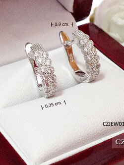 ต่างหูเงินแท้ ประดับเพชร cz เรียง 2 แถว