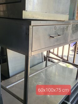 โต๊ะทำงานสแตนเลส 2 ลิ้นชัก 1 m