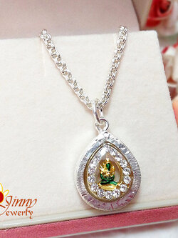 จี้เงินแท้ พระแก้วมรกต ล้อมเพชร cz รอบองค์