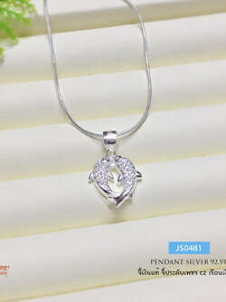 จี้เงินแท้ 92.5% จี้โลมาคู่ ประดับเพชร cz