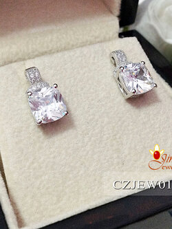 ต่างหูเงินแท้ ประดับเพชร cz