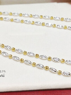 สร้อยคอเงินแท้ 2 กษัตริย์ ลายรีตัดลายสลับบอลตัดลาย (สร้อยงานอิตาลี)
