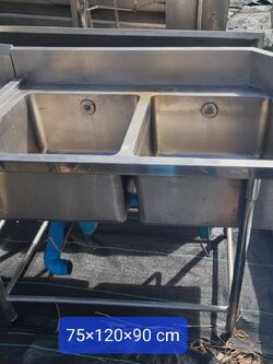 อ่างสแตนเลส 2 ช่องมือสอง วางต่อเครื่องล้างจาน