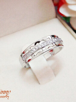 แหวนเงินแท้ ประดับเพชร cz ลายฉลุ งานจิวเวลรี่