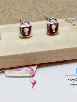 ต่างหูเงินแท้จิ๋ว รูปแม่กุญแจ เล็กๆ